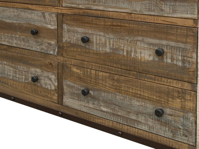 61" Brown Solid Wood Six Drawer Double Dresser