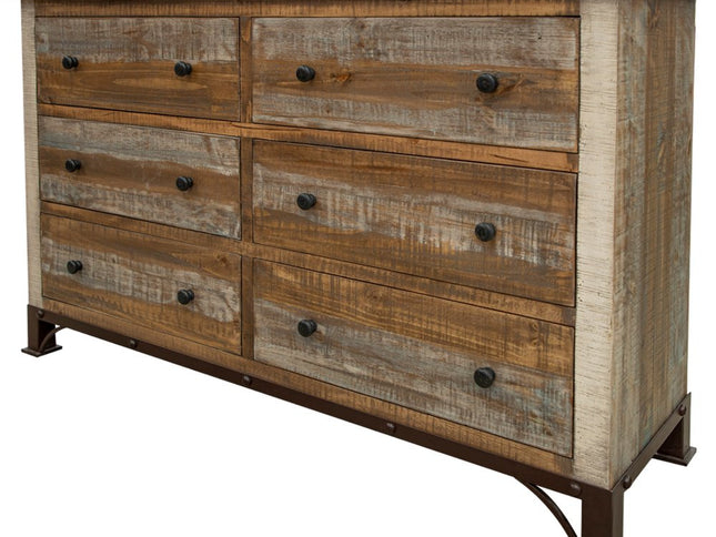 61" Brown Solid Wood Six Drawer Double Dresser