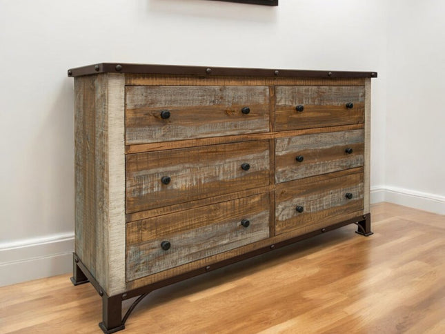 61" Brown Solid Wood Six Drawer Double Dresser