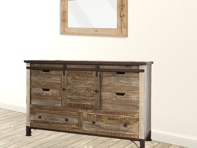 61" Brown Solid Wood Six Drawer Double Dresser
