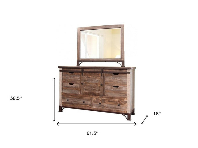 61" Brown Solid Wood Six Drawer Double Dresser