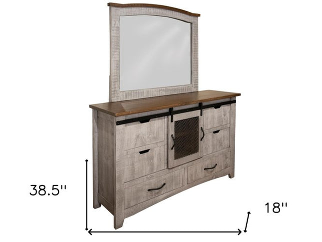 62" Light Gray Solid Wood Six Drawer Triple Dresser