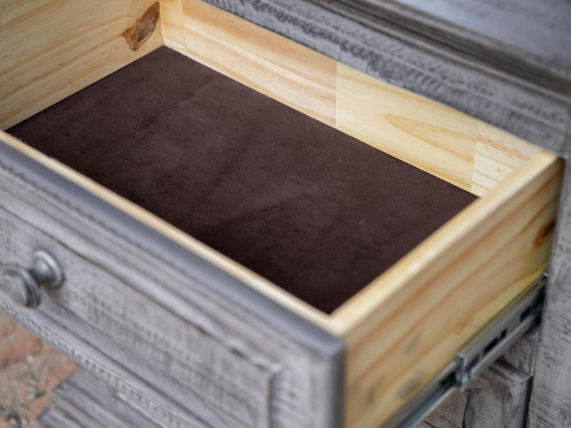 64" Gray Solid Wood Seven Drawer Gentlemans Chest