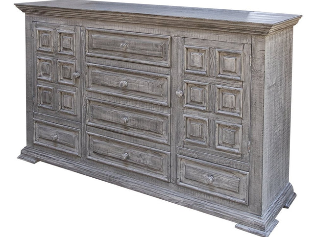 64" Gray Solid Wood Seven Drawer Gentlemans Chest