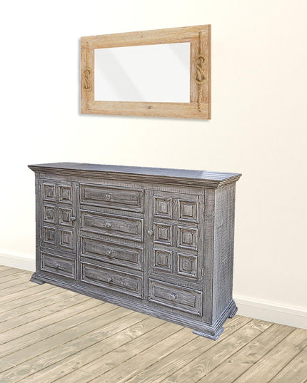 64" Gray Solid Wood Seven Drawer Gentlemans Chest