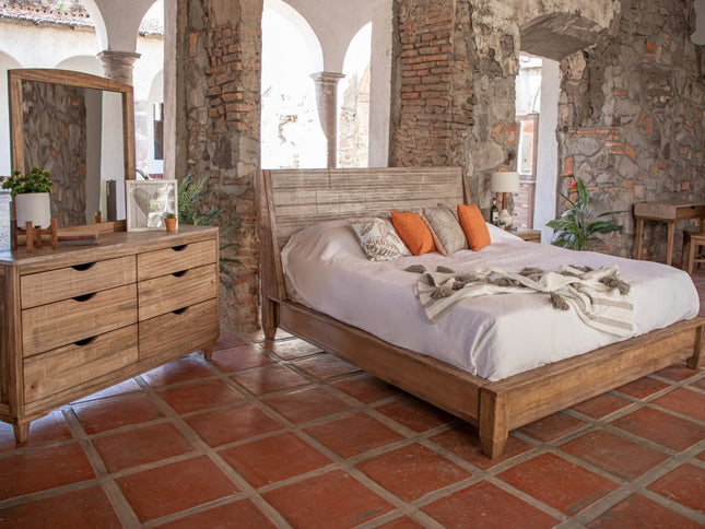 56" Natural Solid Wood Four Drawer Double Dresser