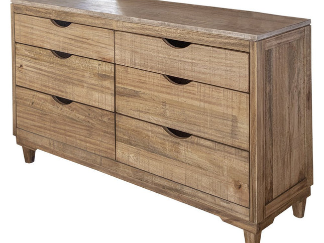 56" Natural Solid Wood Four Drawer Double Dresser