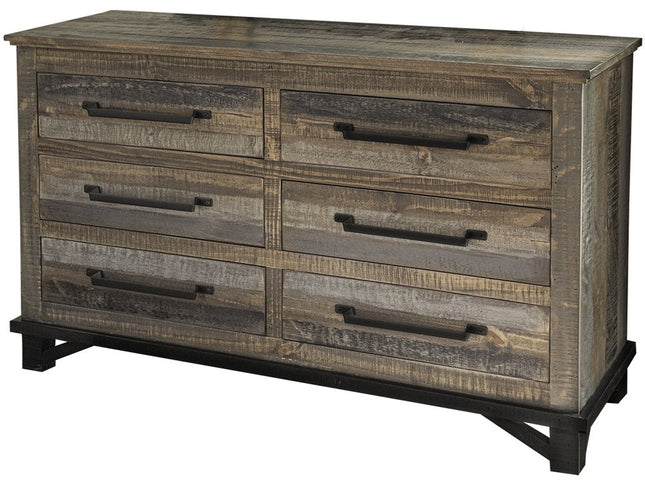 62" Brown Solid Wood Six Drawer Double Dresser