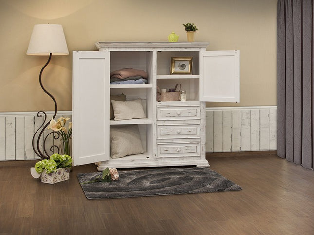 55" White Solid Wood Three Drawer Gentlemans Chest