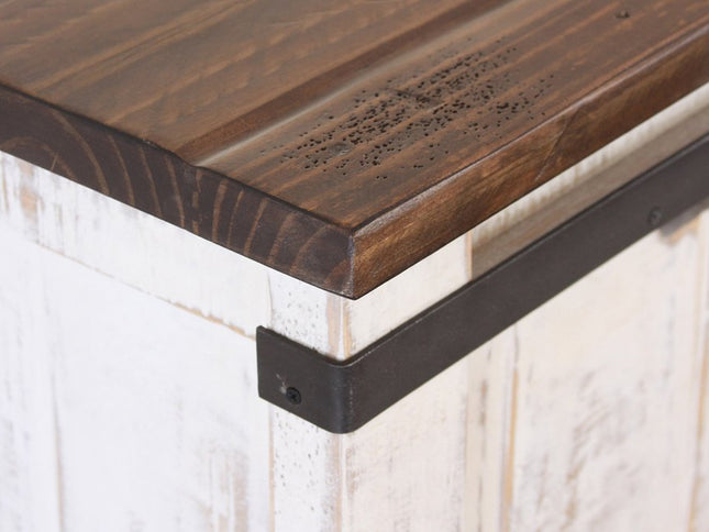 62" Antiqued White Solid Wood Six Drawer Triple Dresser