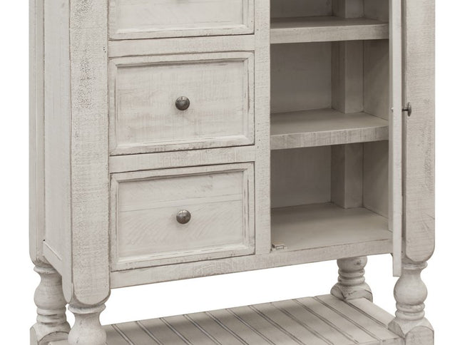 62" Gray and Ivory Solid Wood Six Drawer Triple Dresser