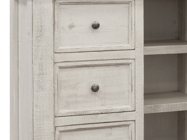 62" Gray and Ivory Solid Wood Six Drawer Triple Dresser