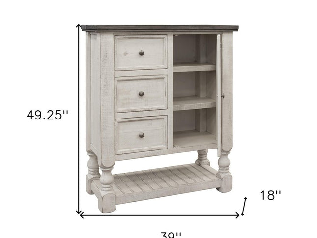 62" Gray and Ivory Solid Wood Six Drawer Triple Dresser