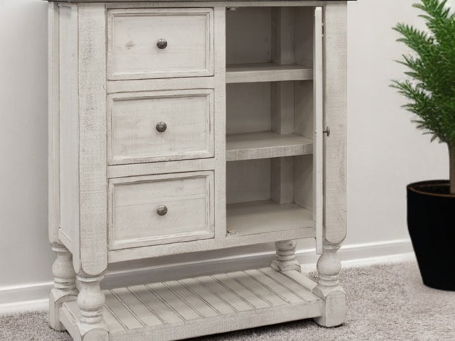 62" Gray and Ivory Solid Wood Six Drawer Triple Dresser