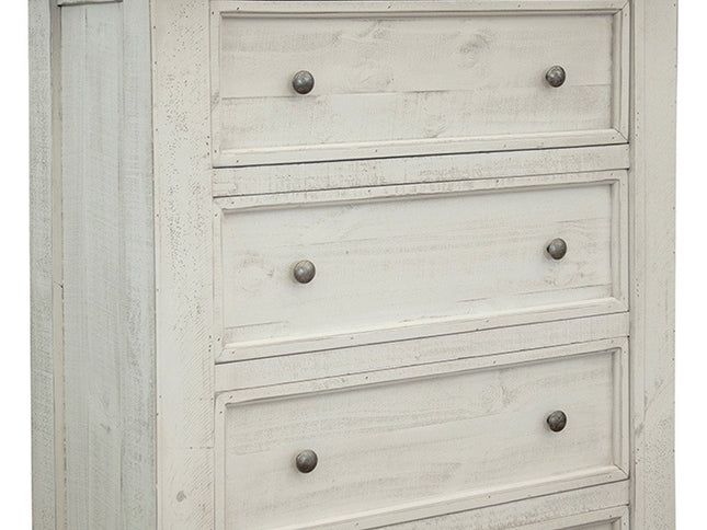 39" Gray and Ivory Solid Wood Four Drawer Chest