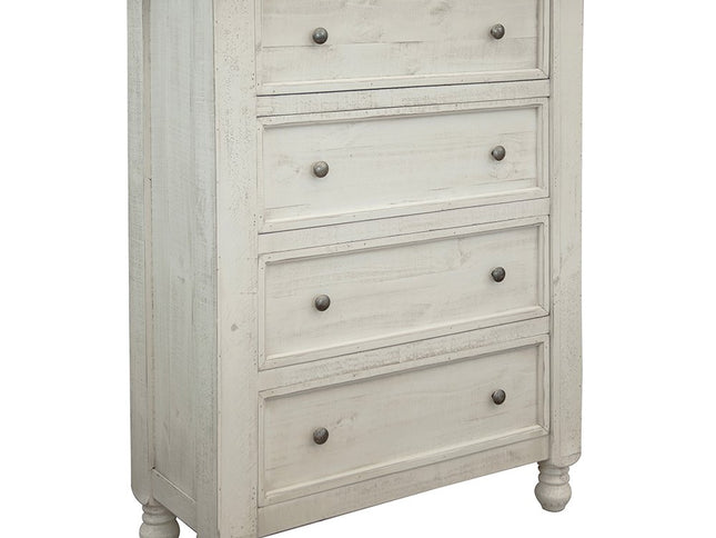 39" Gray and Ivory Solid Wood Four Drawer Chest