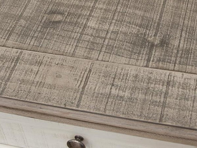 39" Gray and Ivory Solid Wood Four Drawer Chest