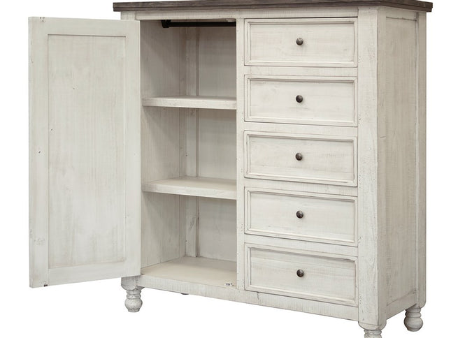 39" Gray and Ivory Solid Wood Four Drawer Chest