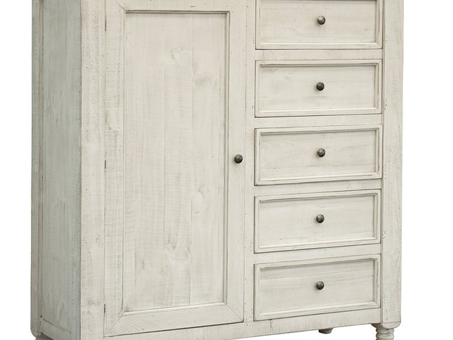 39" Gray and Ivory Solid Wood Four Drawer Chest