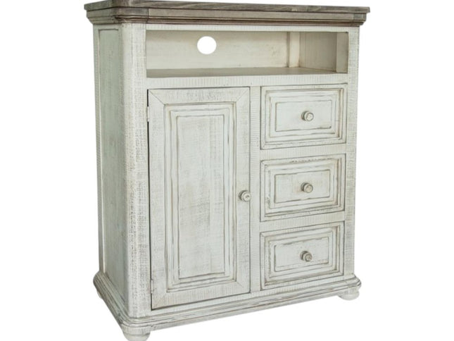 39" Off White Solid Wood Three Drawer Gentlemans Chest