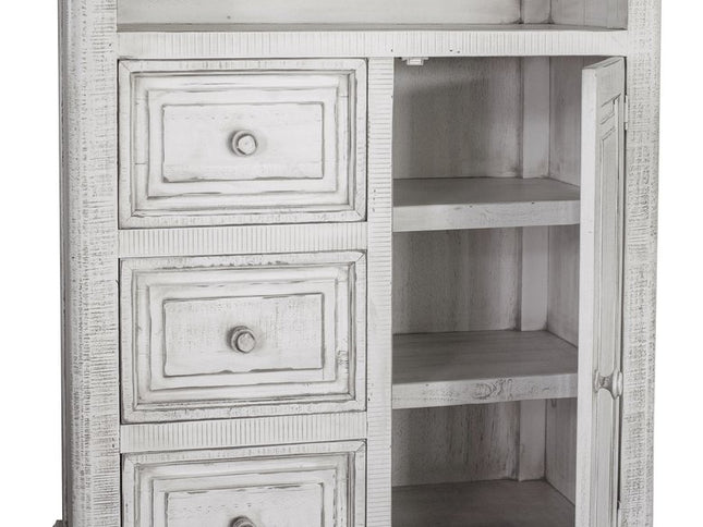 39" Off White Solid Wood Three Drawer Gentlemans Chest