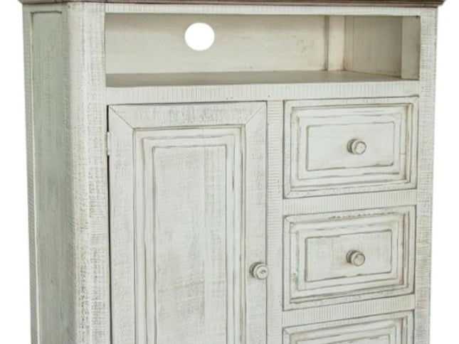 39" Off White Solid Wood Three Drawer Gentlemans Chest