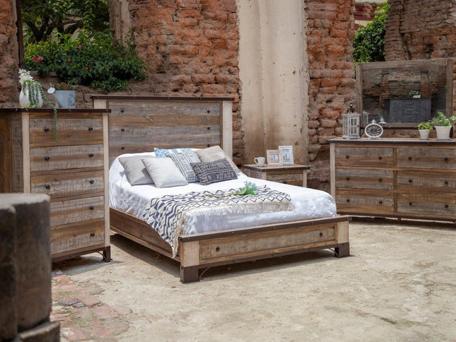 36" Brown Solid Wood Five Drawer Chest