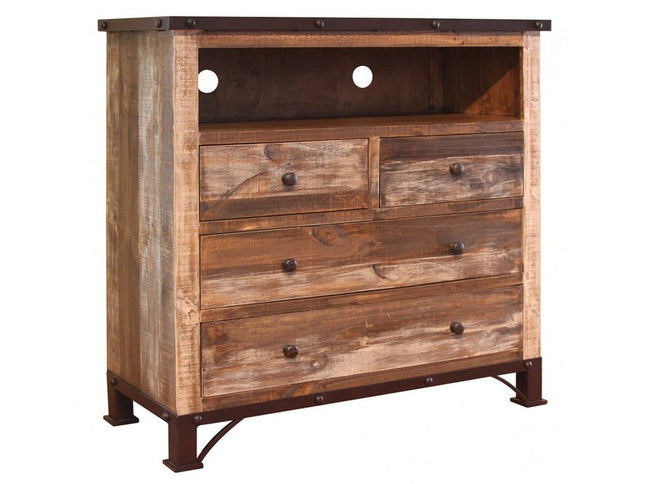 43" Brown Solid Wood Four Drawer Chest