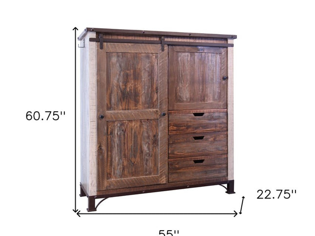 61" Brown Solid Wood Six Drawer Double Dresser