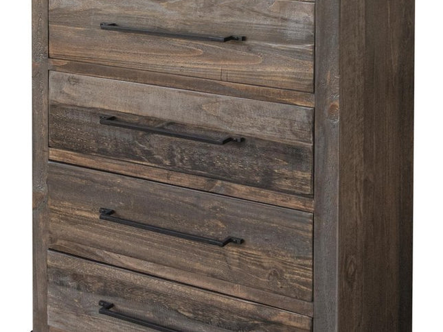 36" Gray Solid Wood Five Drawer Dresser