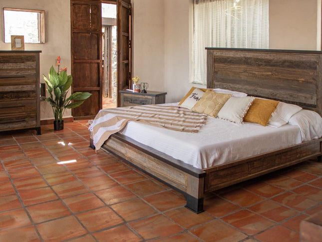 36" Gray Solid Wood Five Drawer Dresser