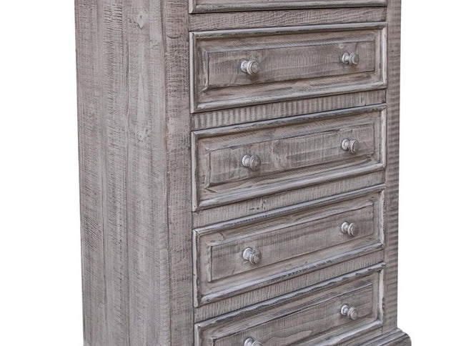 64" Gray Solid Wood Seven Drawer Gentlemans Chest