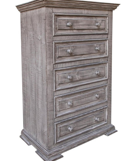 64" Gray Solid Wood Seven Drawer Gentlemans Chest
