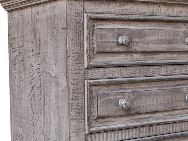 64" Gray Solid Wood Seven Drawer Gentlemans Chest