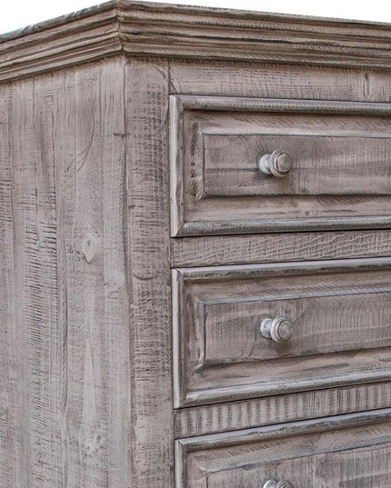 64" Gray Solid Wood Seven Drawer Gentlemans Chest