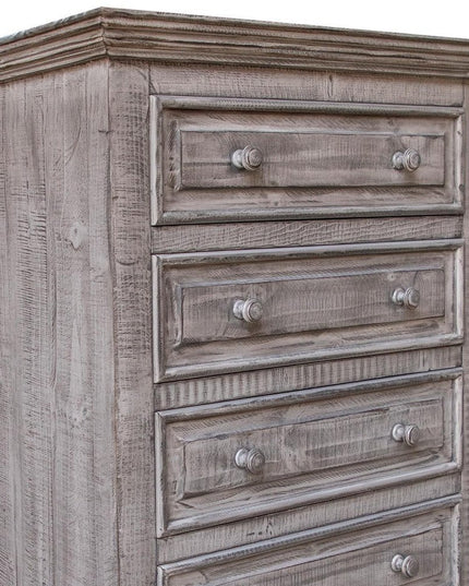 64" Gray Solid Wood Seven Drawer Gentlemans Chest