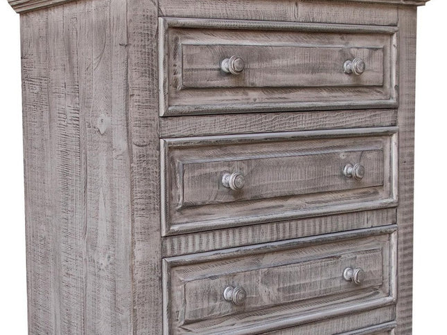 64" Gray Solid Wood Seven Drawer Gentlemans Chest