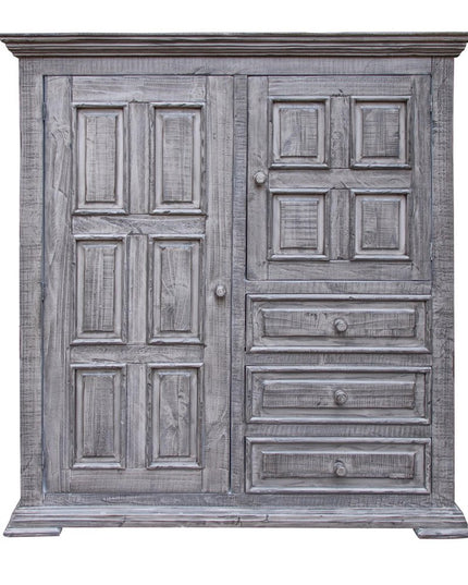 64" Gray Solid Wood Seven Drawer Gentlemans Chest