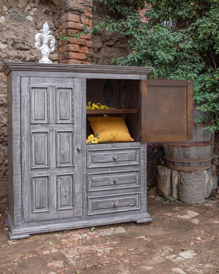 64" Gray Solid Wood Seven Drawer Gentlemans Chest