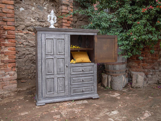 64" Gray Solid Wood Seven Drawer Gentlemans Chest