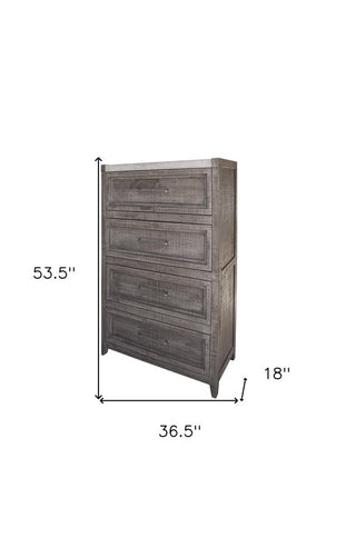 62" Gray Solid Wood Seven Drawer Triple Dresser