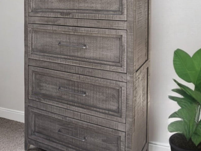 62" Gray Solid Wood Seven Drawer Triple Dresser