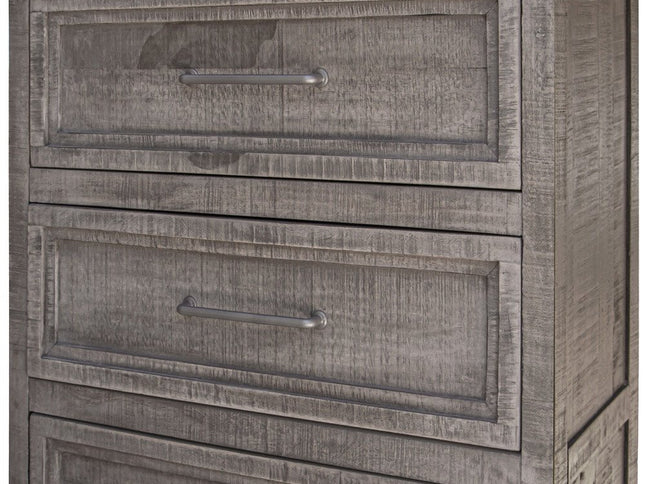 62" Gray Solid Wood Seven Drawer Triple Dresser