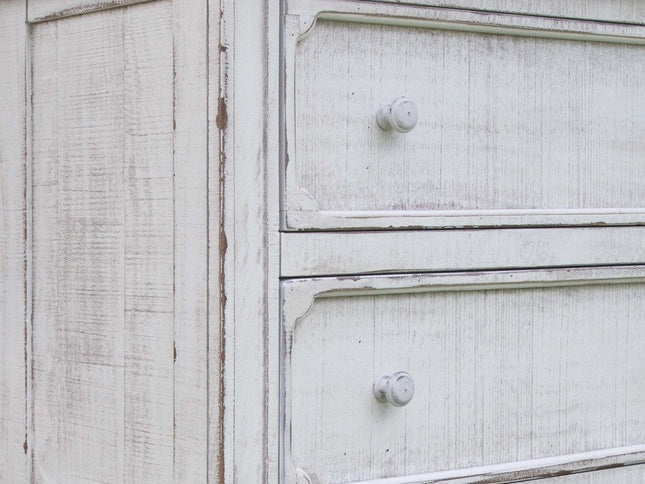 37" Antiqued White Solid Wood Four Drawer Chest