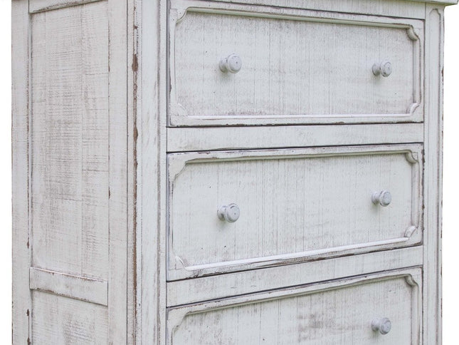 37" Antiqued White Solid Wood Four Drawer Chest