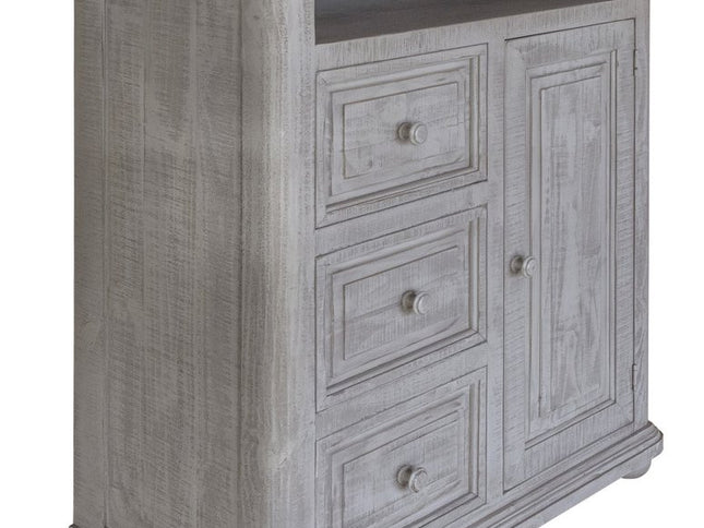 39" Gray Solid Wood Three Drawer Chest