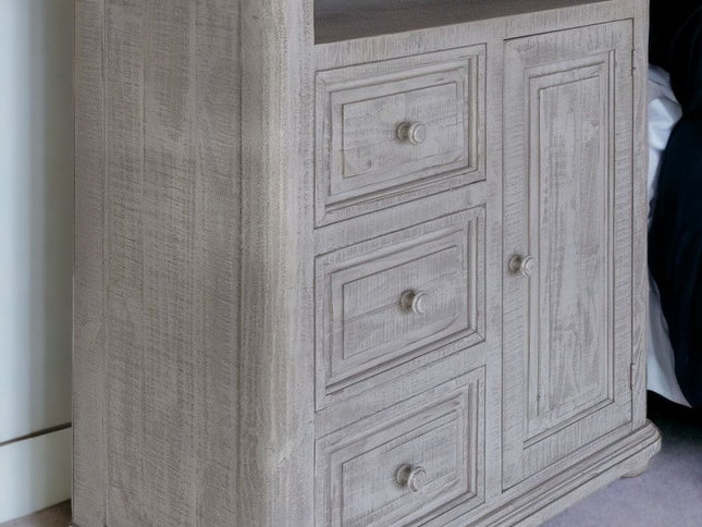 39" Gray Solid Wood Three Drawer Chest