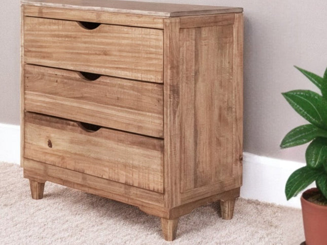 36" Natural Solid Wood Three Drawer Chest
