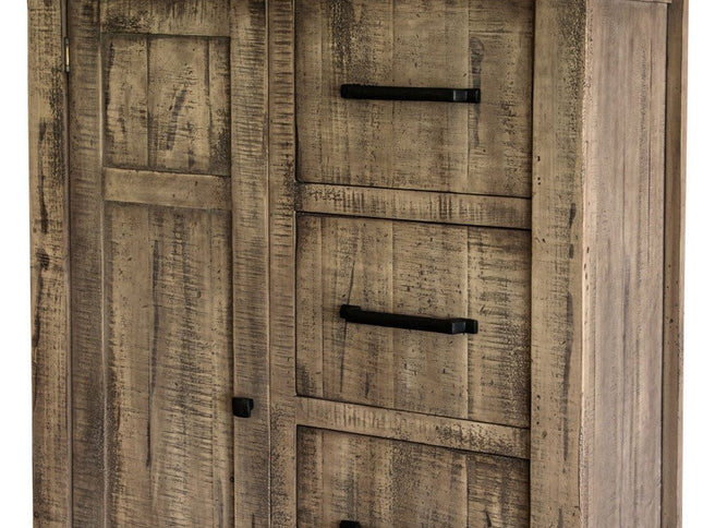 37" Brown Solid Wood Four Drawer Chest