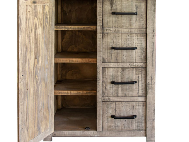 37" Brown Solid Wood Four Drawer Chest